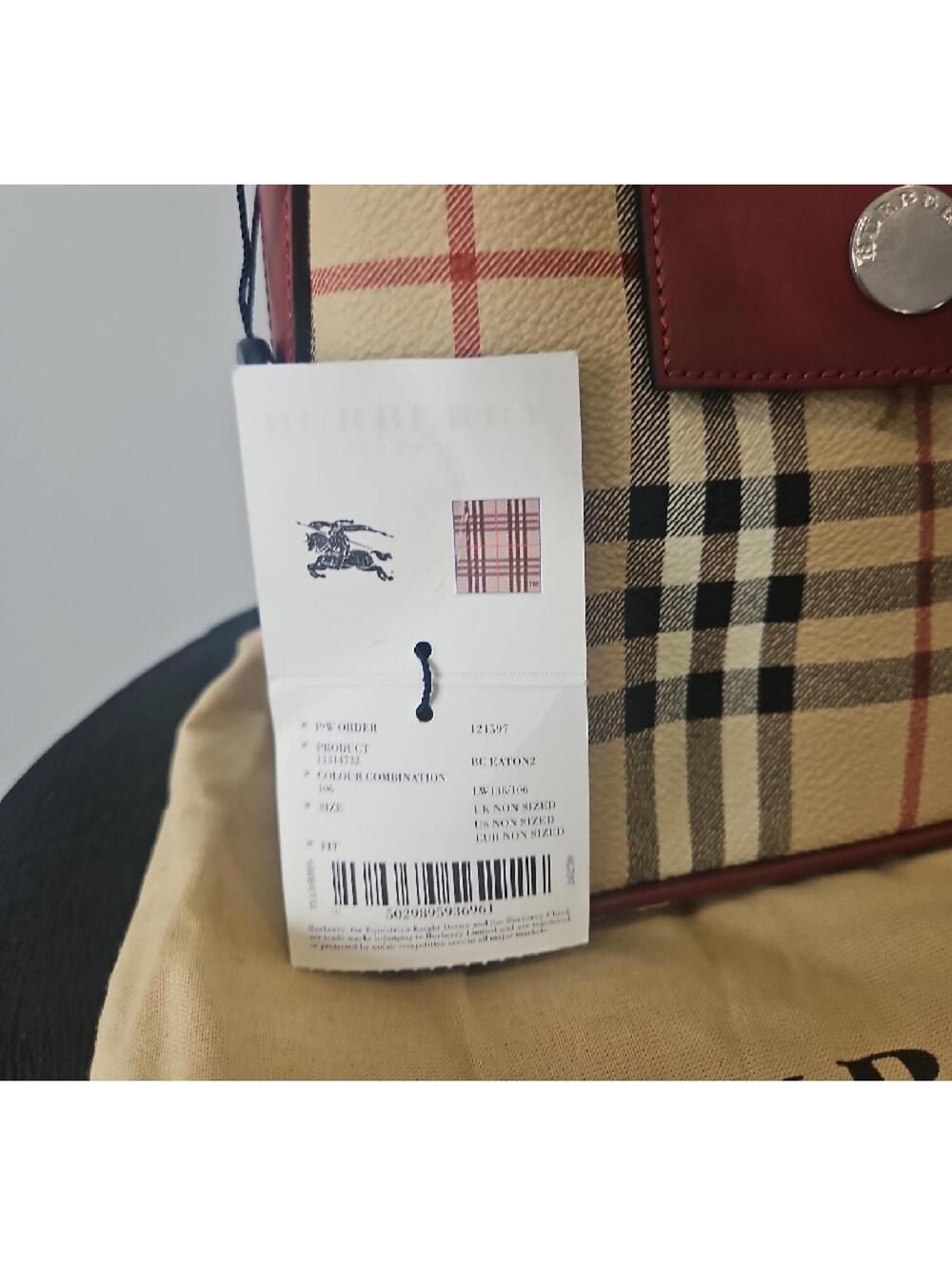 Burberry Beige Check Crossbody with Red Leather Flap - Picture 3 of 9